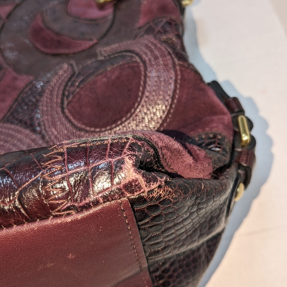 Coach Inlaid C Brooke plum purple leather/suede shoulder/ handbag Y2K hobo - Picture 4 of 10